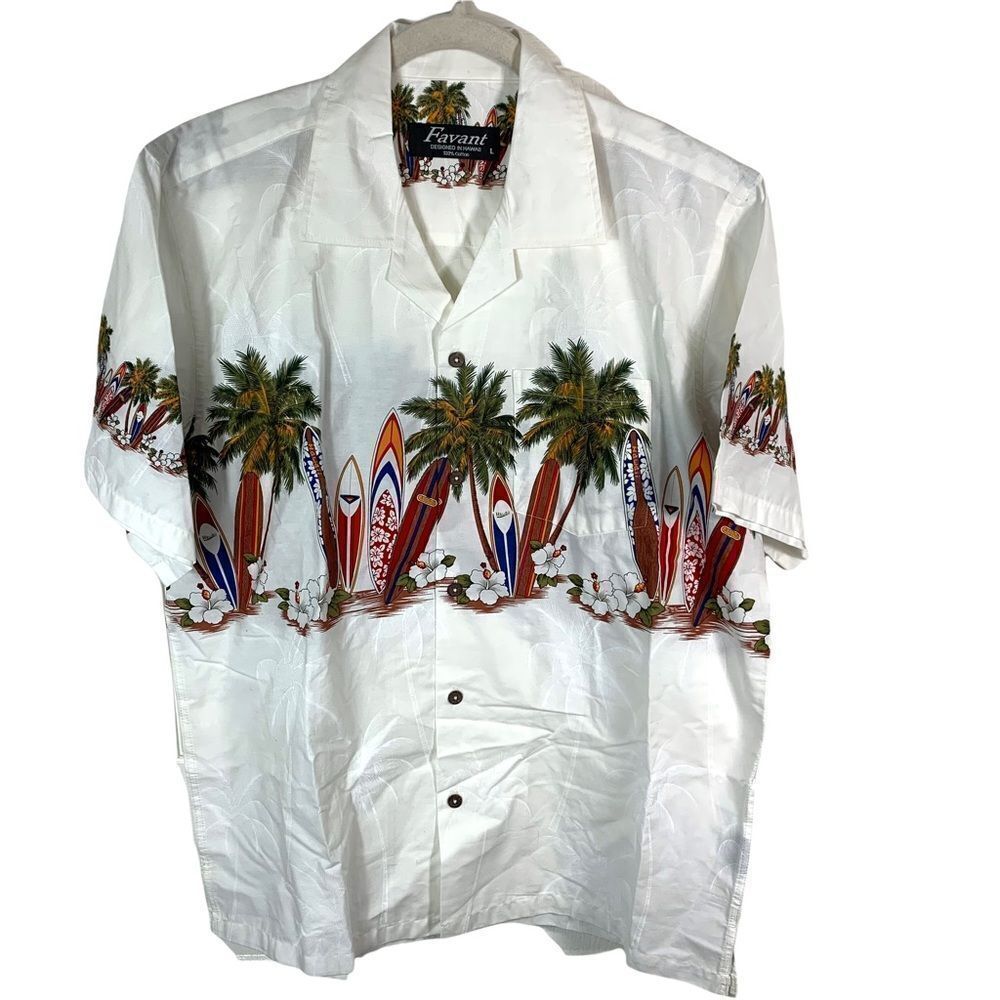 Favant Hawaiian Palm Surf Button Down Shirt